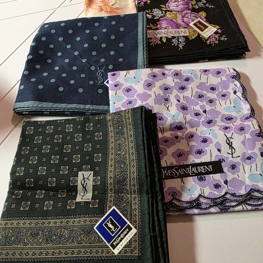 5 Yves Saint Laurent Patterned Scarves Set
